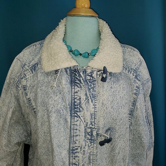 VINTAGE Amazing Acid Washed Faux Serpa Lined Jacket – M - Picture 1 of 15